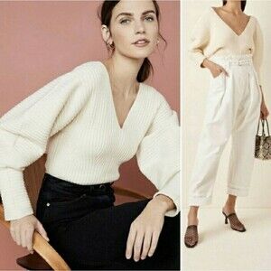 Mara Hoffman Ribbed Puff-Sleeve Olla Sweater in Cream